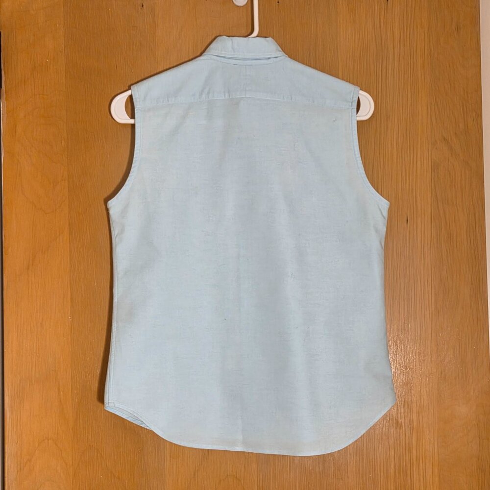 Vintage Ralph Lauren Sport Sleeveless Button Up Shirt Size 6 Icy Blue Flesh Pony - Picture 2 of 8